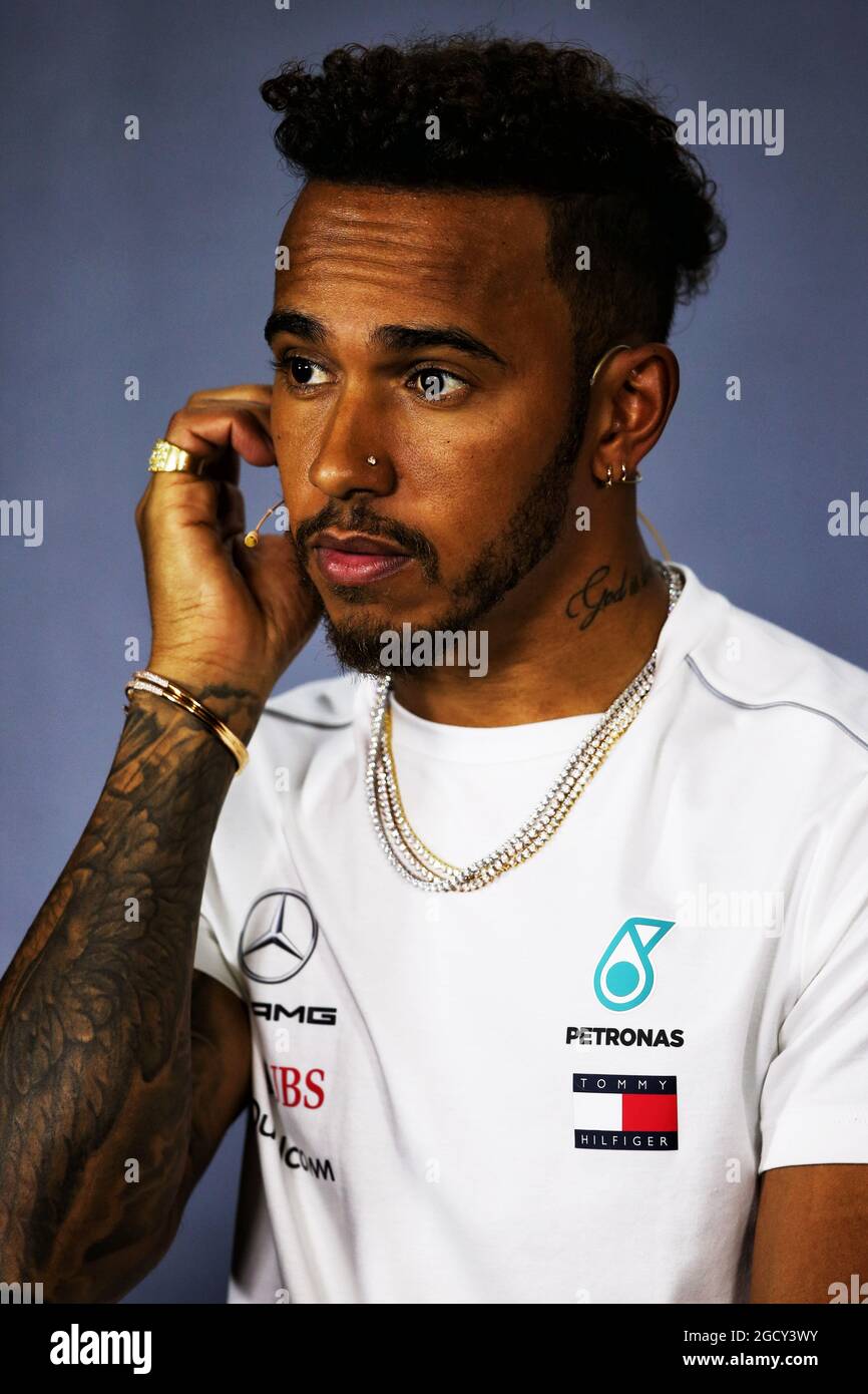 Lewis Hamilton (GBR) Mercedes AMG F1 alla conferenza stampa della FIA. Gran Premio d'Australia, giovedì 22 marzo 2018. Albert Park, Melbourne, Australia. Foto Stock