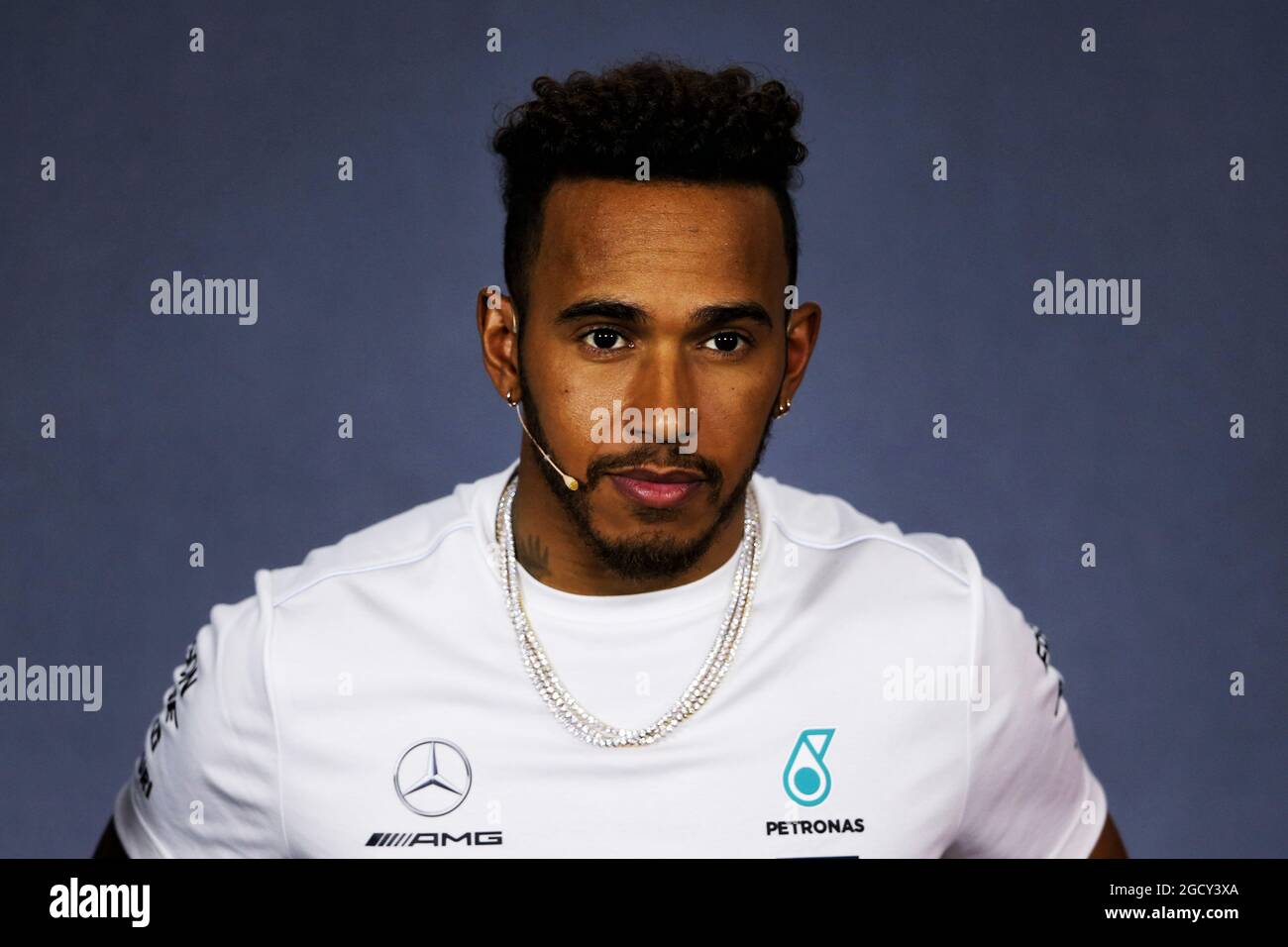 Lewis Hamilton (GBR) Mercedes AMG F1 alla conferenza stampa della FIA. Gran Premio d'Australia, giovedì 22 marzo 2018. Albert Park, Melbourne, Australia. Foto Stock