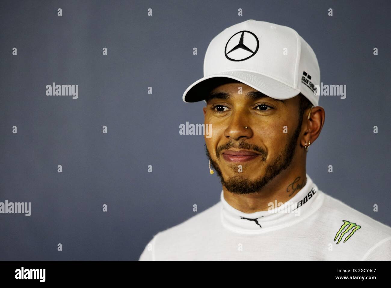 Lewis Hamilton (GBR) Mercedes AMG F1 nel post qualificante FIA Press Conference. Gran Premio d'Australia, sabato 24 marzo 2018. Albert Park, Melbourne, Australia. Foto Stock