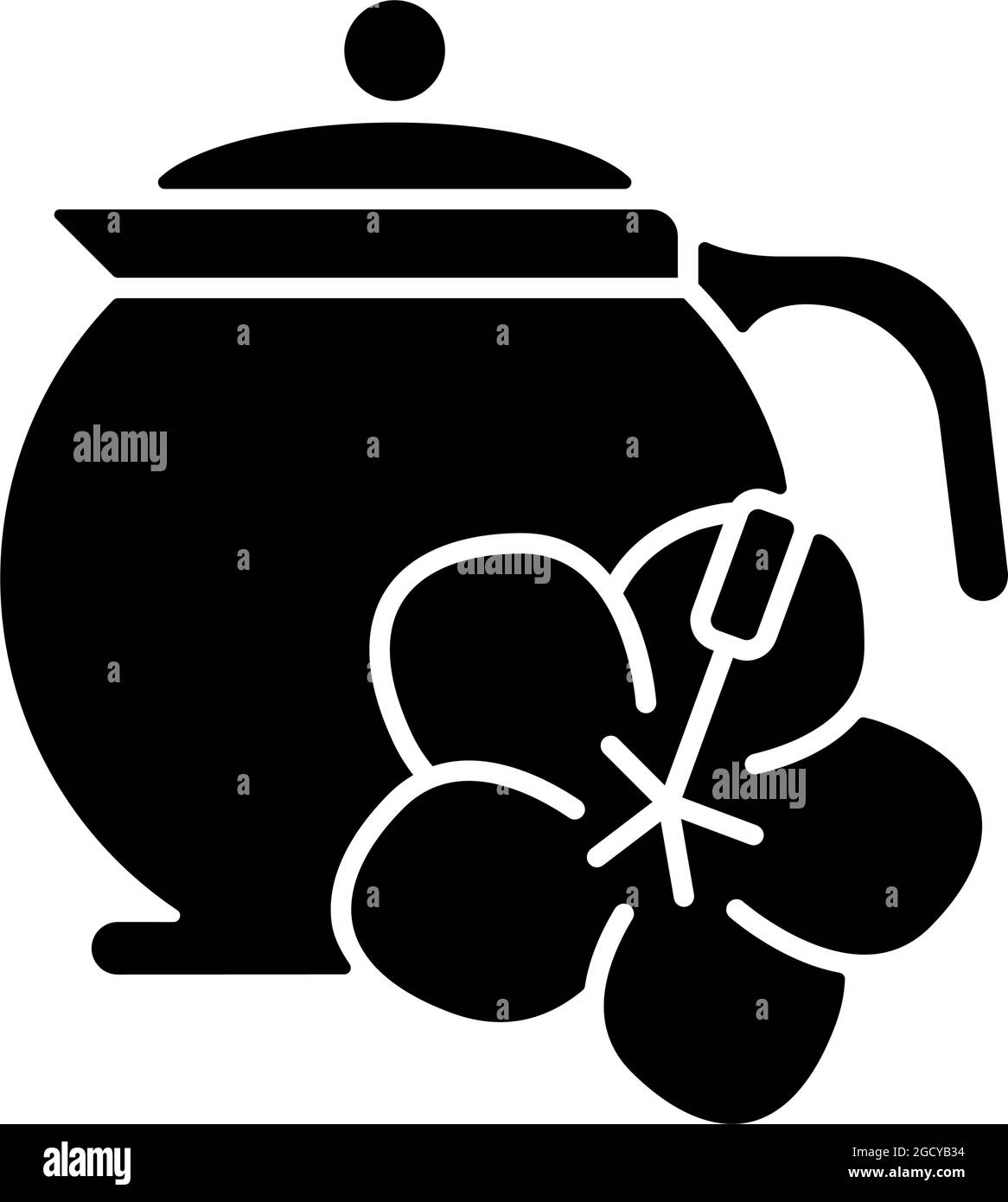 Icona glifo nero del tè di Hibiscus Illustrazione Vettoriale