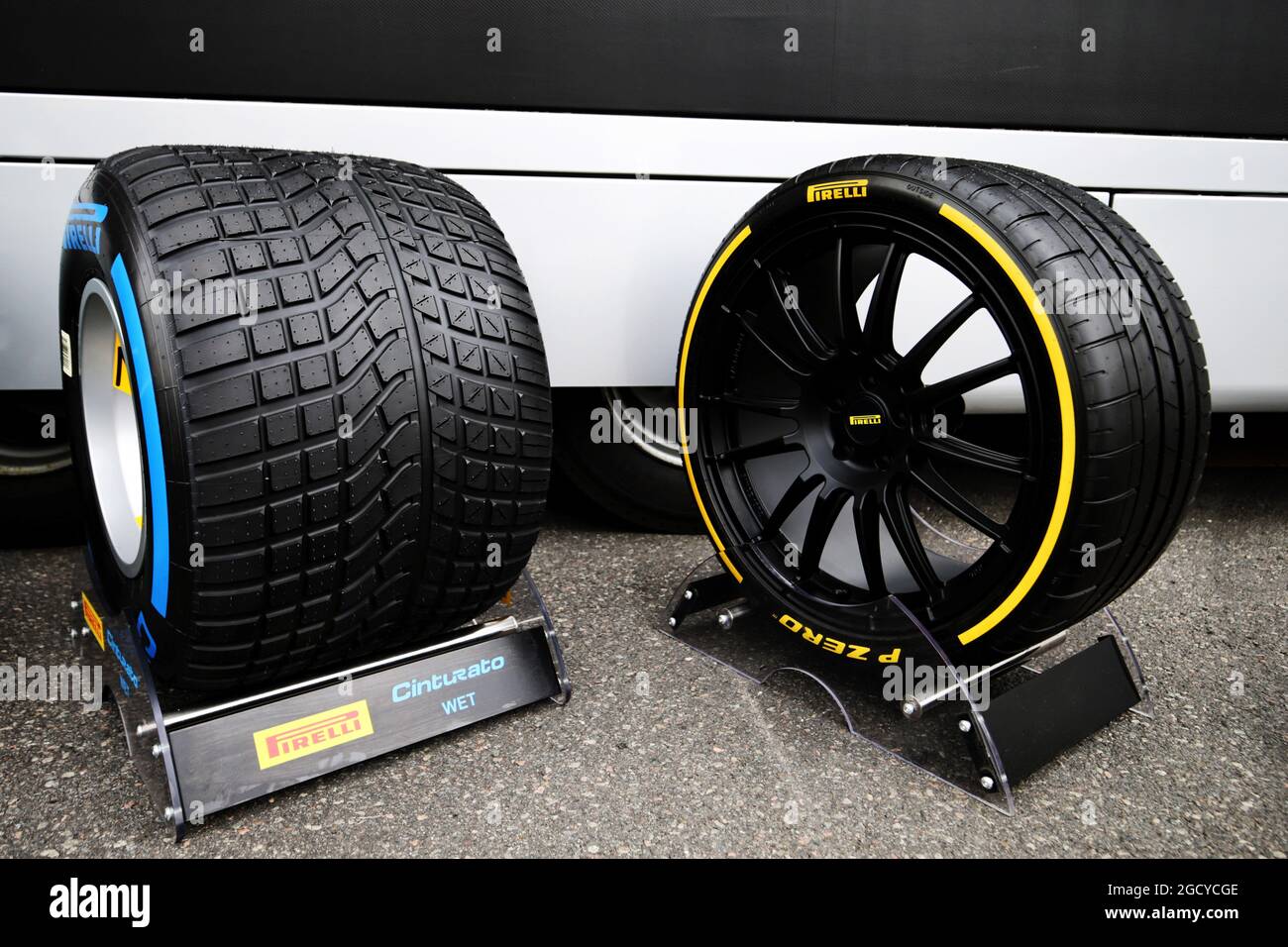 Pirelli mostra pneumatici. Gran Premio di Germania, sabato 21 luglio 2018. Hockenheim, Germania. Foto Stock