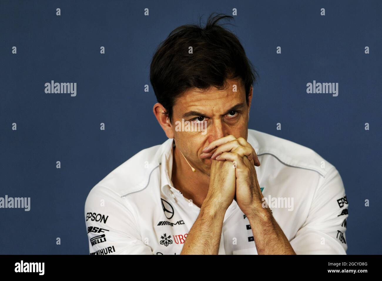 Toto Wolff (GER), azionista e Direttore Esecutivo di Mercedes AMG F1 alla Conferenza stampa della FIA. Gran Premio d'Ungheria, venerdì 27 luglio 2018. Budapest, Ungheria. Foto Stock