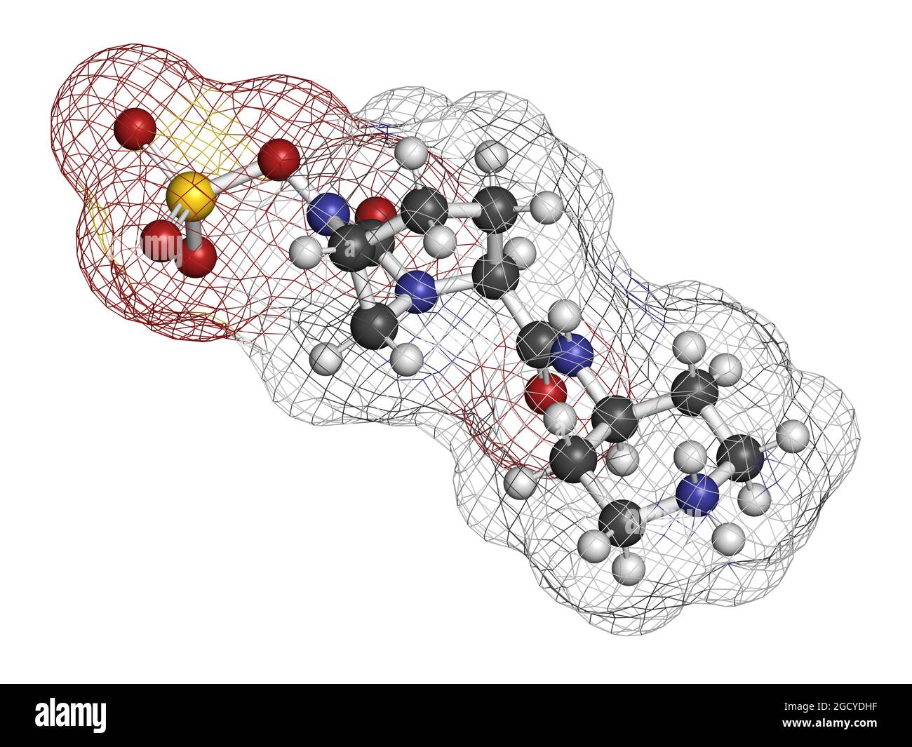 Molecola di farmaco di Relebactam. Inibitore della beta-lattamasi che viene adminato con antibiotici beta-lattamici. Foto Stock