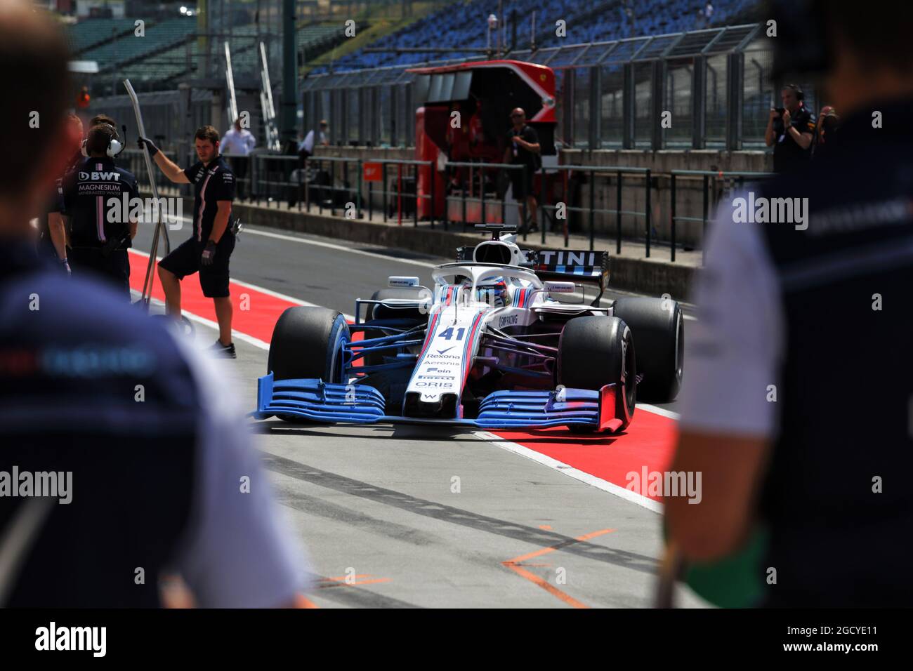 Test driver Oliver Rowland (GBR) Williams FW41 con vernice Flow-VIS sul parafango anteriore. Test di formula uno. Martedì 31 luglio 2018. Budapest, Ungheria. Foto Stock