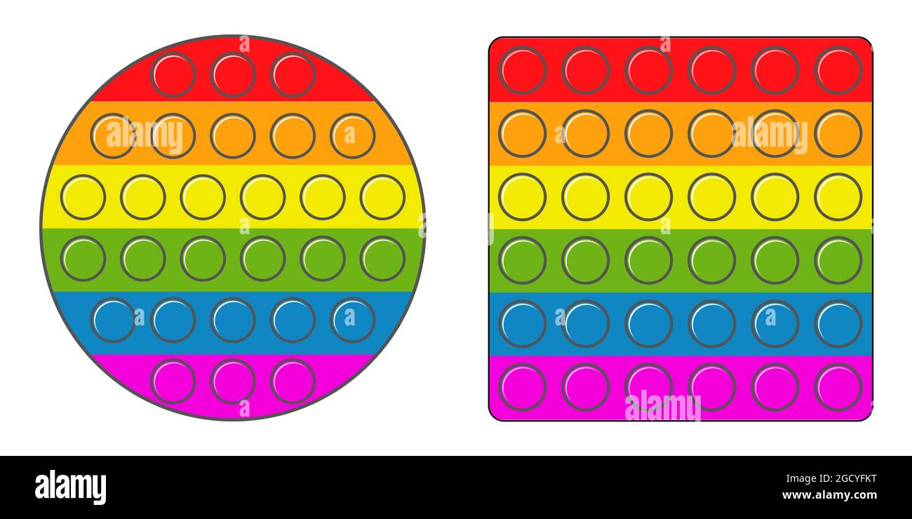 Semplice conchiglia multicolore arcobaleno antistress vettore giocattolo tattile ed educativo semplice conchiglia pop esso Illustrazione Vettoriale