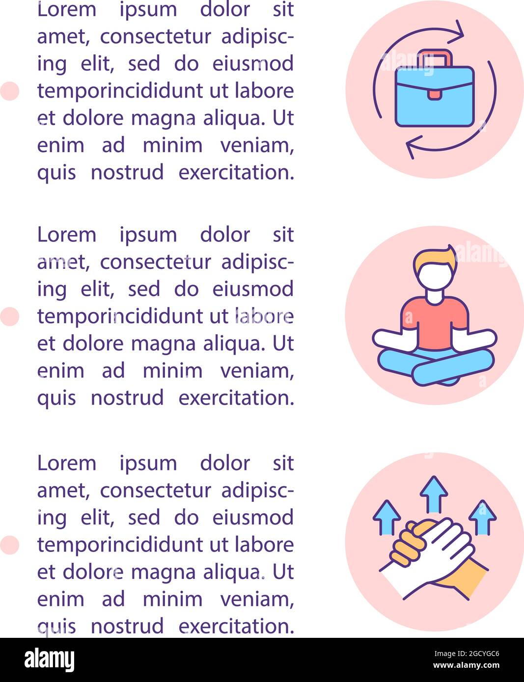 Icone delle linee di concetto di prevenzione delle crisi di mezza età con testo Illustrazione Vettoriale