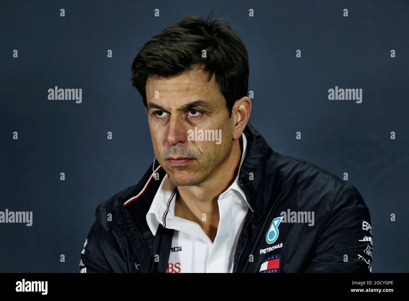 Toto Wolff (GER), azionista e Direttore Esecutivo di Mercedes AMG F1 alla Conferenza stampa della FIA. Gran Premio di Russia, venerdì 28 settembre 2018. Sochi Autodrom, Sochi, Russia. Foto Stock