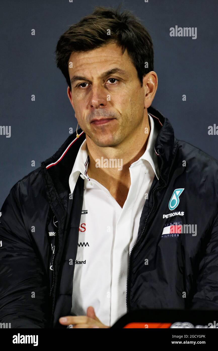 Toto Wolff (GER), azionista e Direttore Esecutivo di Mercedes AMG F1 alla Conferenza stampa della FIA. Gran Premio di Russia, venerdì 28 settembre 2018. Sochi Autodrom, Sochi, Russia. Foto Stock