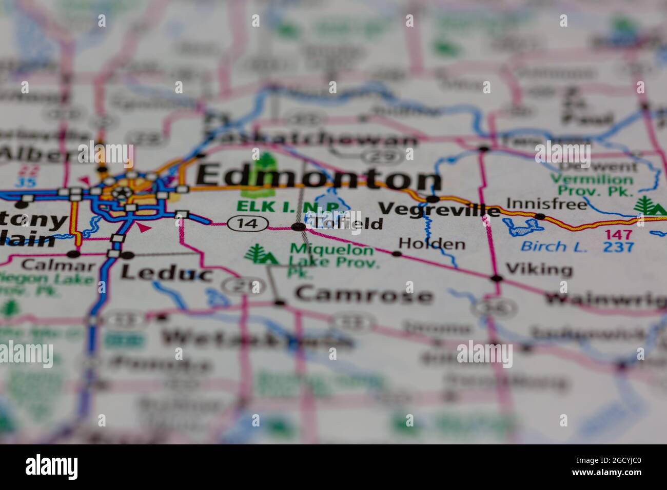 Tobfield Alberta Canada è visualizzato su una mappa stradale o su una mappa geografica Foto Stock