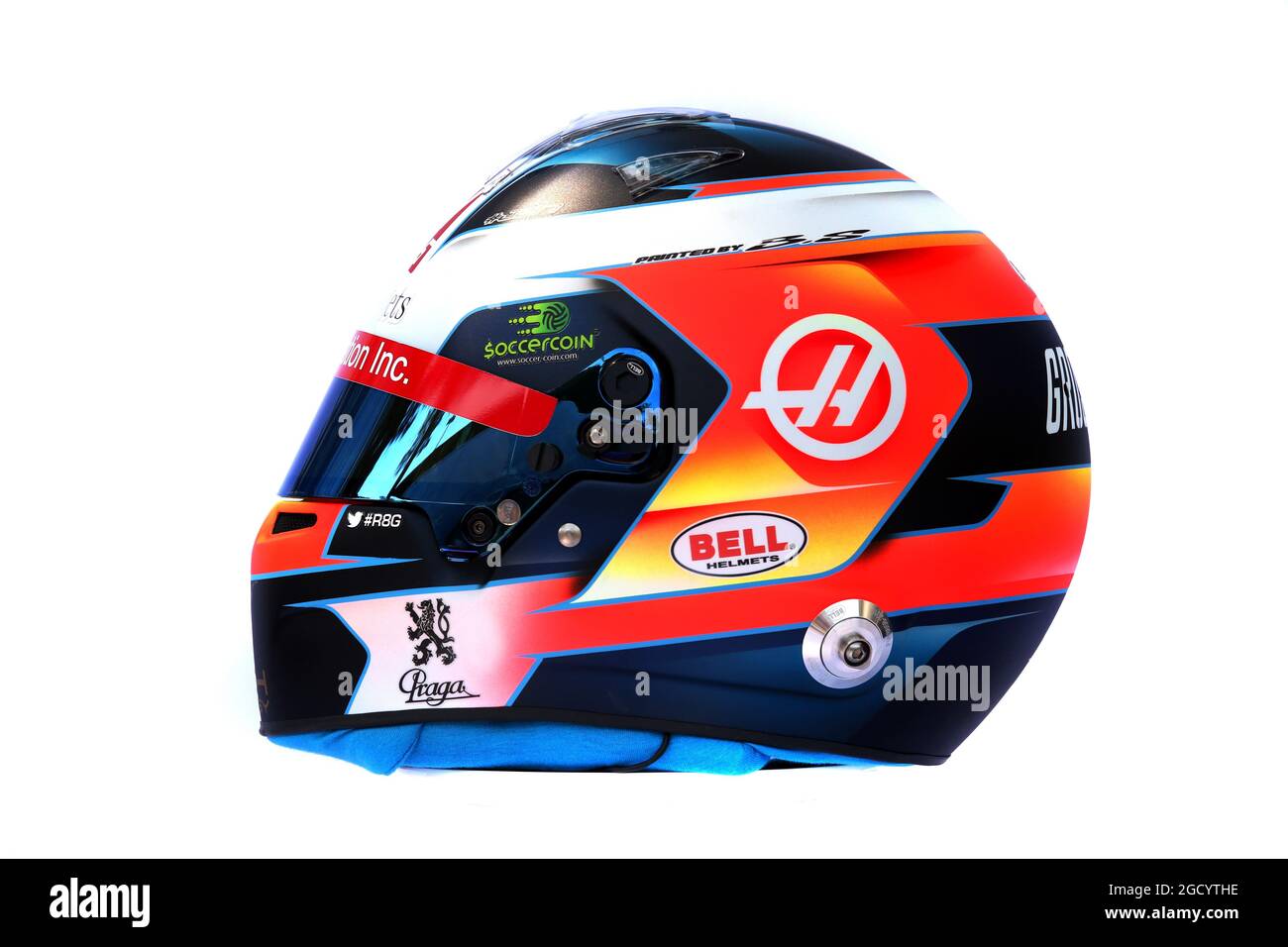 Il casco del Romain Grosjean (fra) Haas F1 Team. Gran Premio d'Australia, giovedì 14 marzo 2019. Albert Park, Melbourne, Australia. Foto Stock