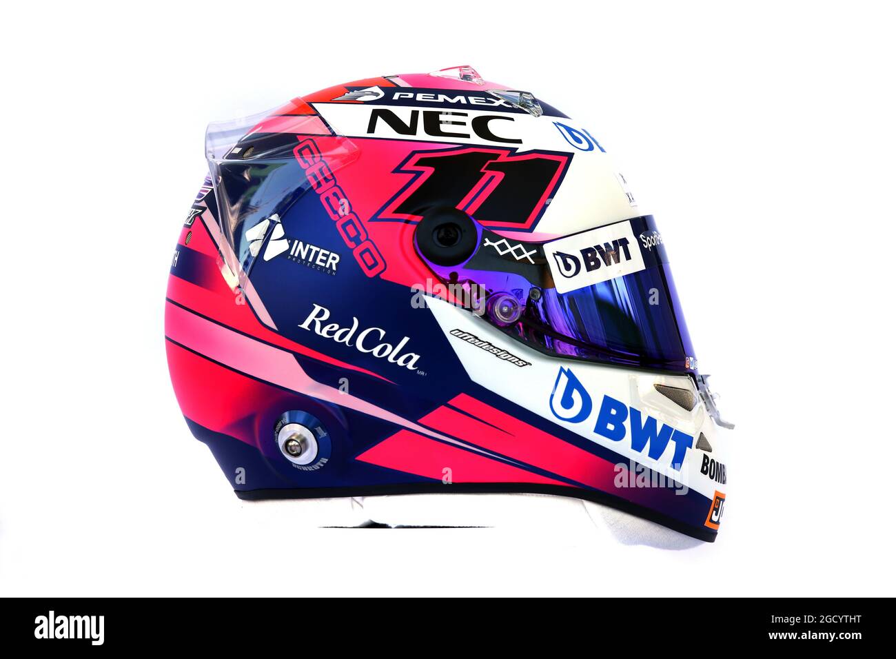 Il casco di Sergio Perez (MEX) Racing Point F1 Team. Gran Premio d'Australia, giovedì 14 marzo 2019. Albert Park, Melbourne, Australia. Foto Stock