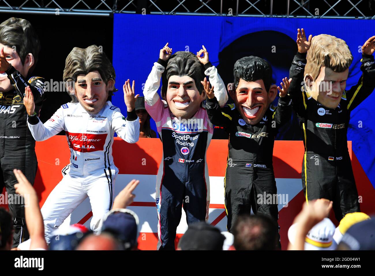 Atmosfera del circuito - caricature del conducente sullo stadio di Fantone. Gran Premio di Francia, sabato 22 giugno 2019. Paul Ricard, Francia. Foto Stock