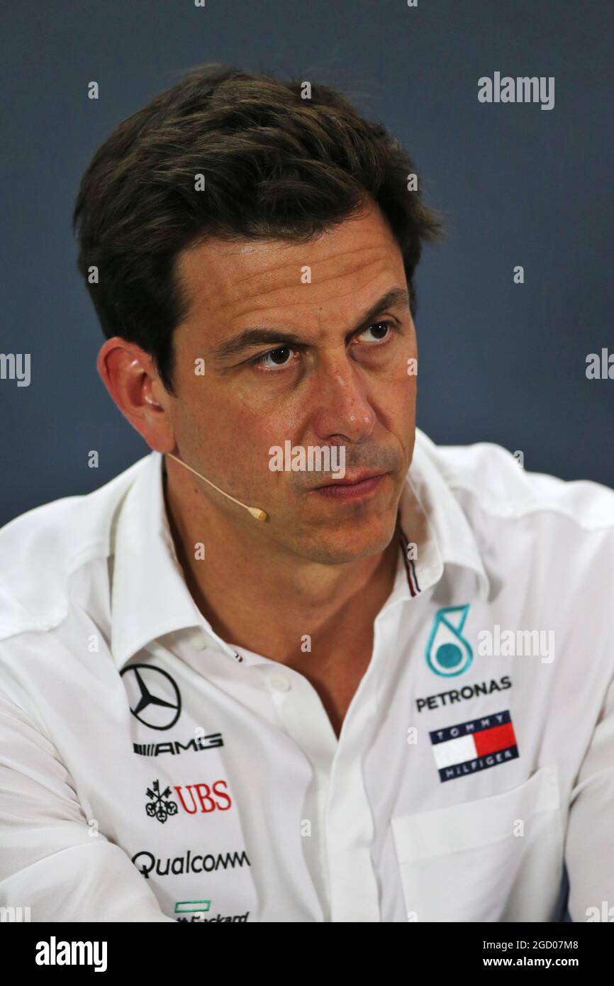 Toto Wolff (GER), azionista e Direttore Esecutivo di Mercedes AMG F1 alla Conferenza stampa della FIA. Gran Premio di Germania, venerdì 26 luglio 2019. Hockenheim, Germania. Foto Stock