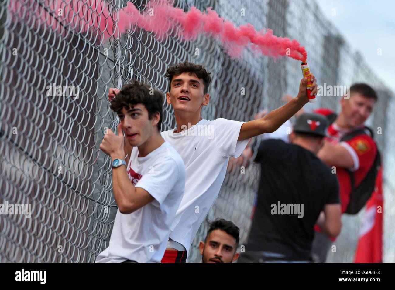 Tifosi sul podio. Gran Premio d'Italia, domenica 8 settembre 2019. Monza Italia. Foto Stock