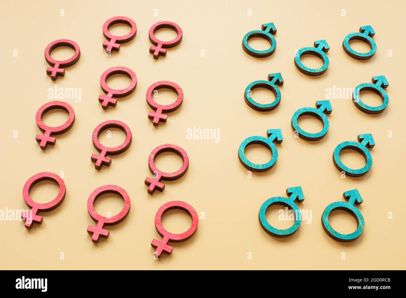 Simboli di sesso maschile e femminile. Concetto di uguaglianza. Foto Stock