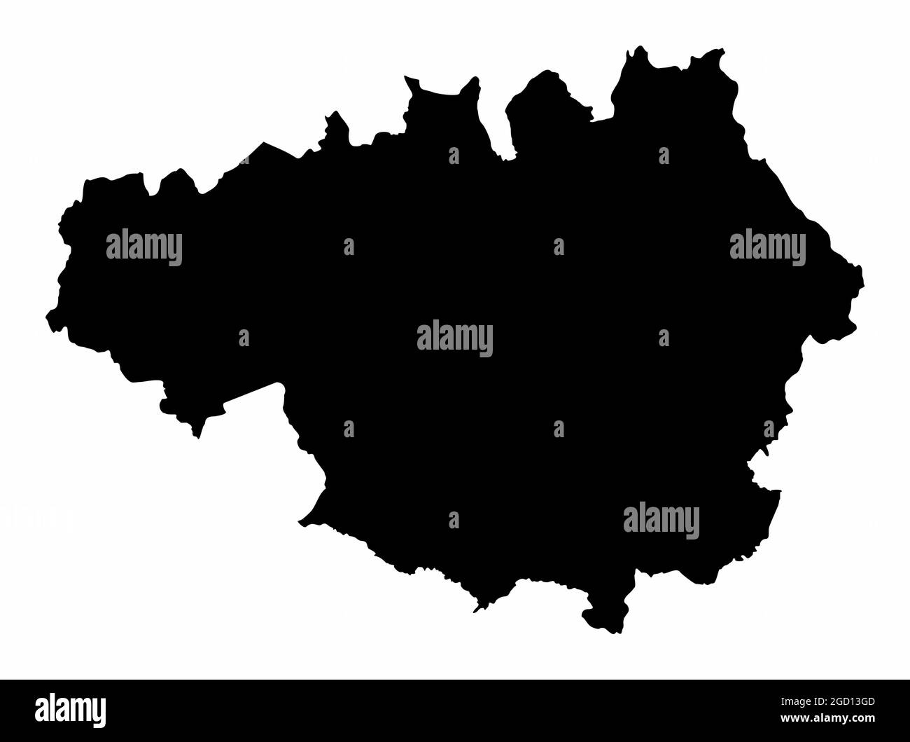 Greater Manchester mappa silhouette scura isolata su sfondo bianco, Inghilterra Illustrazione Vettoriale
