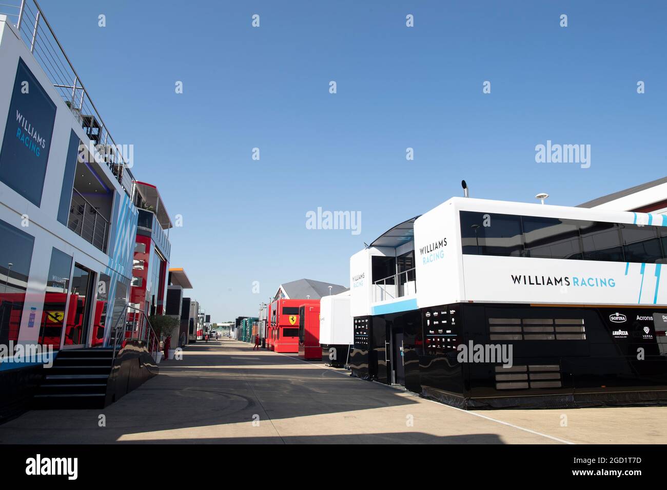 Williams Racing - atmosfera Paddock. Gran Premio di Gran Bretagna, domenica 18 luglio 2021. Silverstone, Inghilterra. Foto Stock