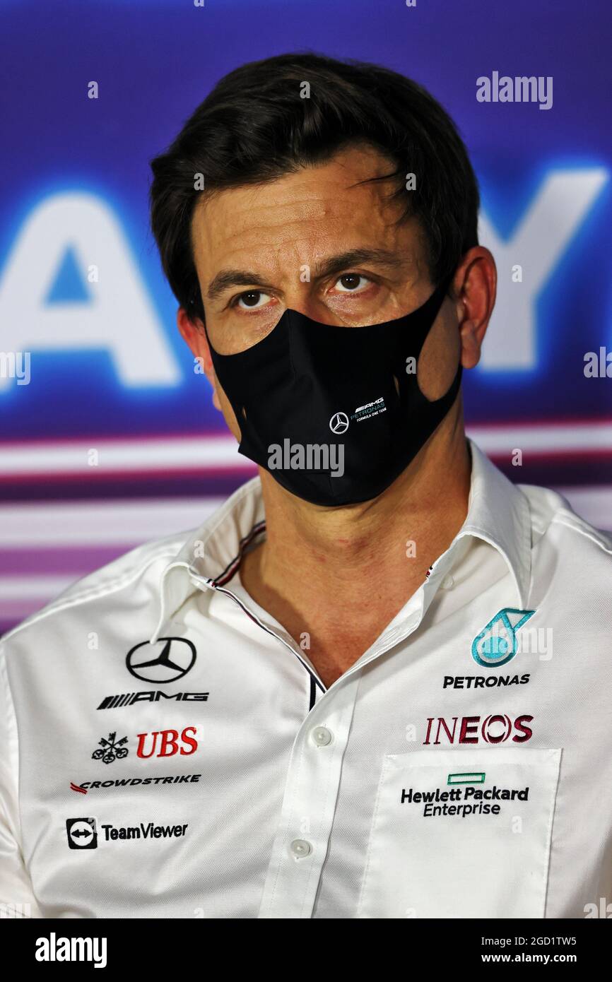 Toto Wolff (GER), azionista e Direttore Esecutivo di Mercedes AMG F1 alla Conferenza stampa della FIA. Gran Premio di Ungheria, venerdì 30 luglio 2021. Budapest, Ungheria. Foto Stock