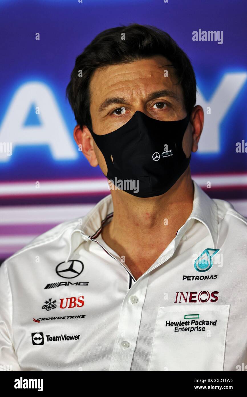Toto Wolff (GER), azionista e Direttore Esecutivo di Mercedes AMG F1 alla Conferenza stampa della FIA. Gran Premio di Ungheria, venerdì 30 luglio 2021. Budapest, Ungheria. Foto Stock