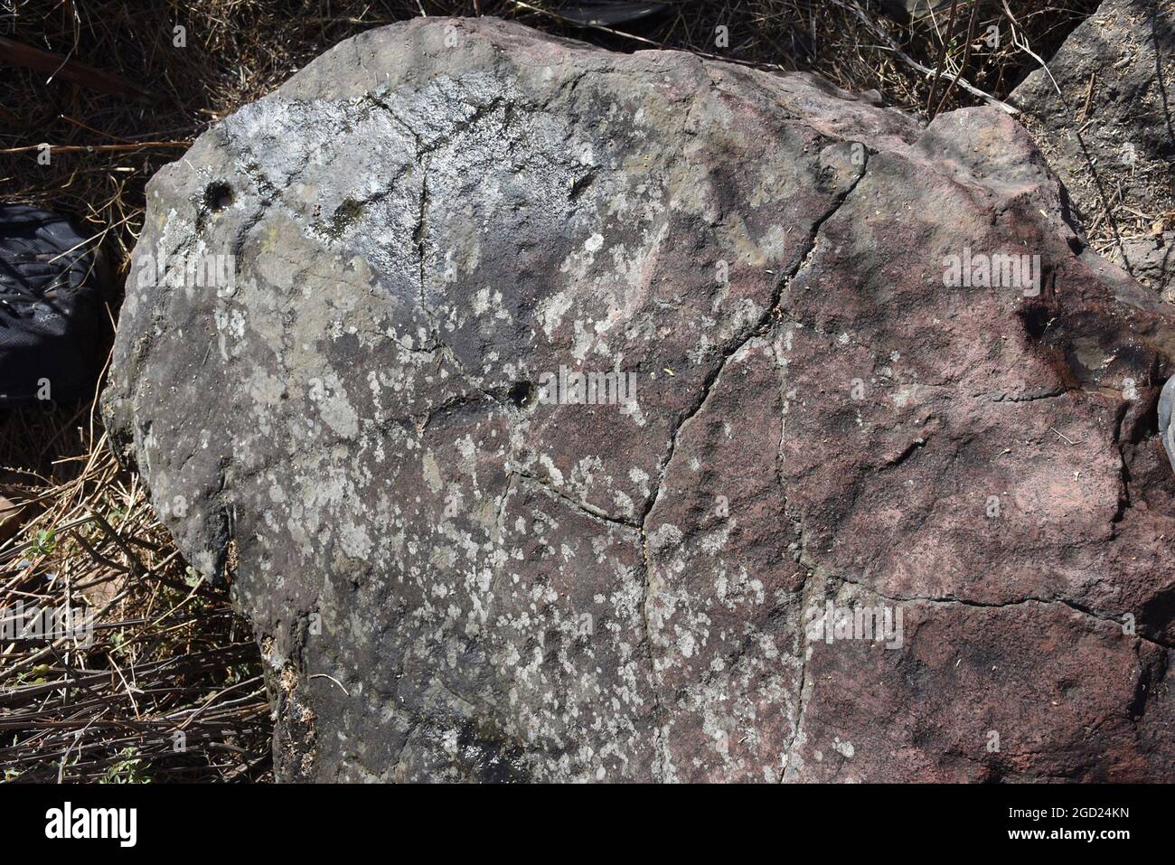 Croce Pecked (cruz punteada), una scultura pre-ispanica di roccia molto probabilmente usato come dispositivo astronomico. Foto Stock