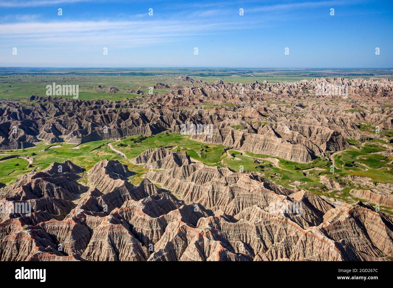 Vista aerea del Parco nazionale Badlands, Dakota del Sud Foto Stock