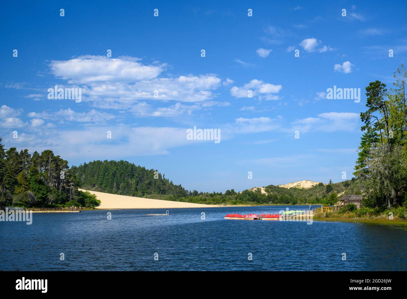 Lago Cleawox all'Honeyman state Park, sulla costa centrale dell'Oregon. Foto Stock