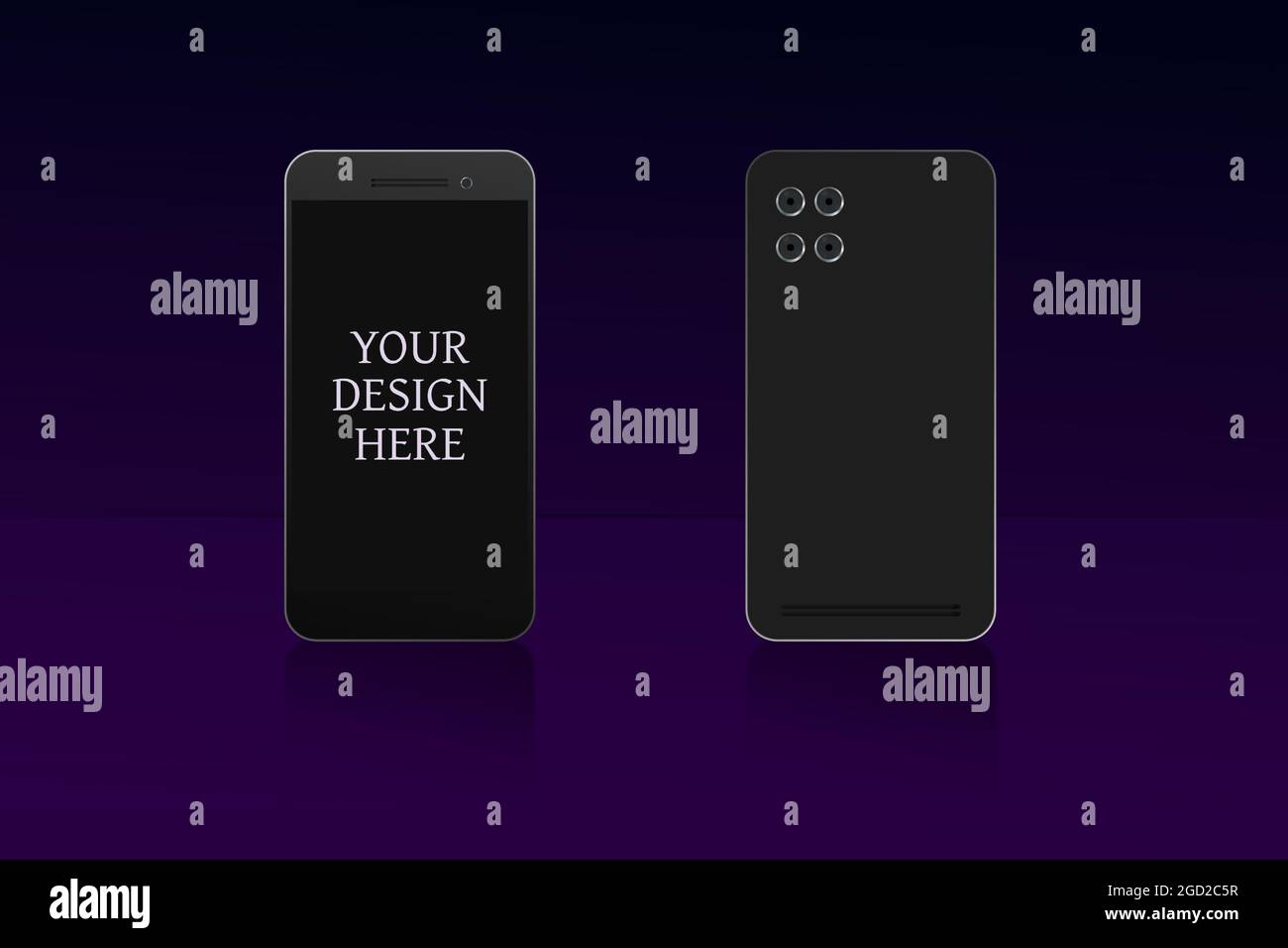 Immagine dello smartphone con schermo nero vertor. Illustrazione Vettoriale