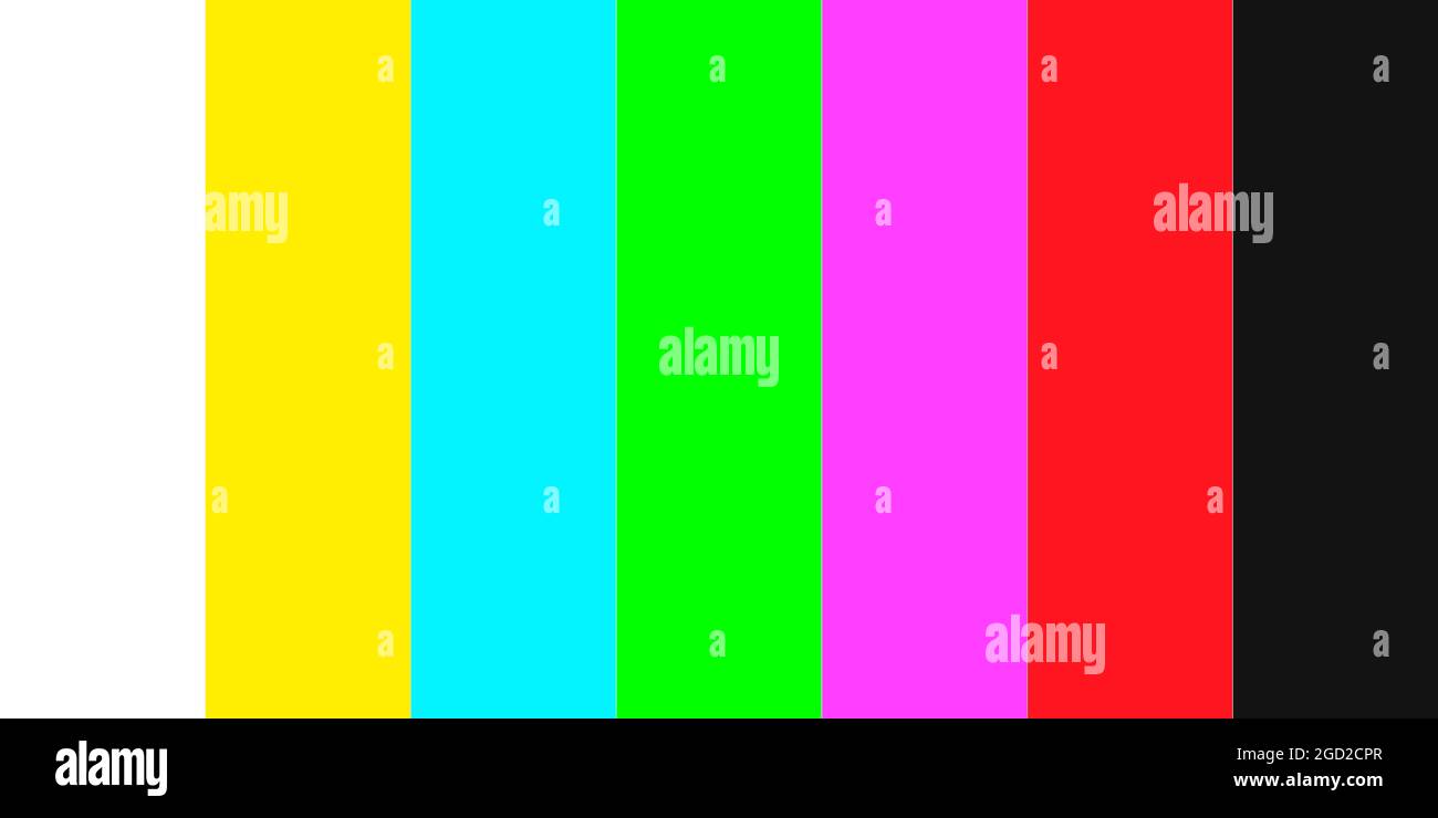 L'icona del test TV non ha alcun segnale, strisce multicolore verticali su sfondo bianco illustrazione vettoriale. Illustrazione stock Illustrazione Vettoriale