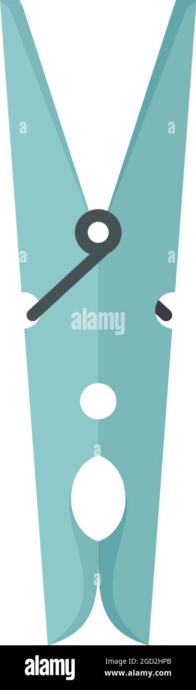 Icona a forma di spilla dei vestiti da lavanderia. Immagine piatta dell'icona vettoriale dei vestiti da bucato isolata su sfondo bianco Illustrazione Vettoriale