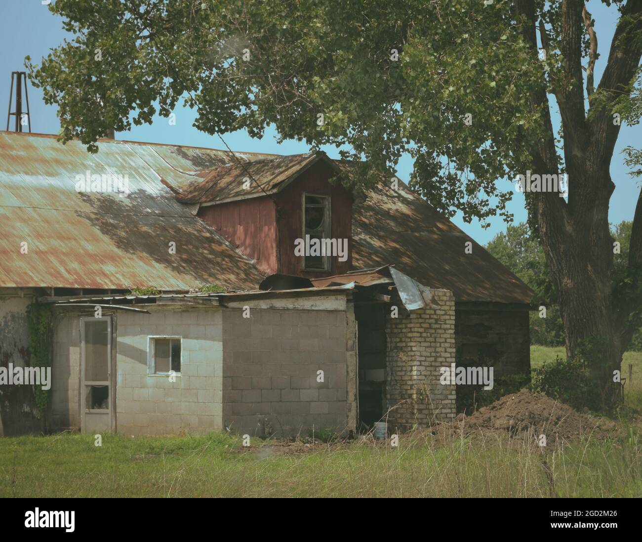 Retro dell'edificio abbandonato a Prairie City Foto Stock