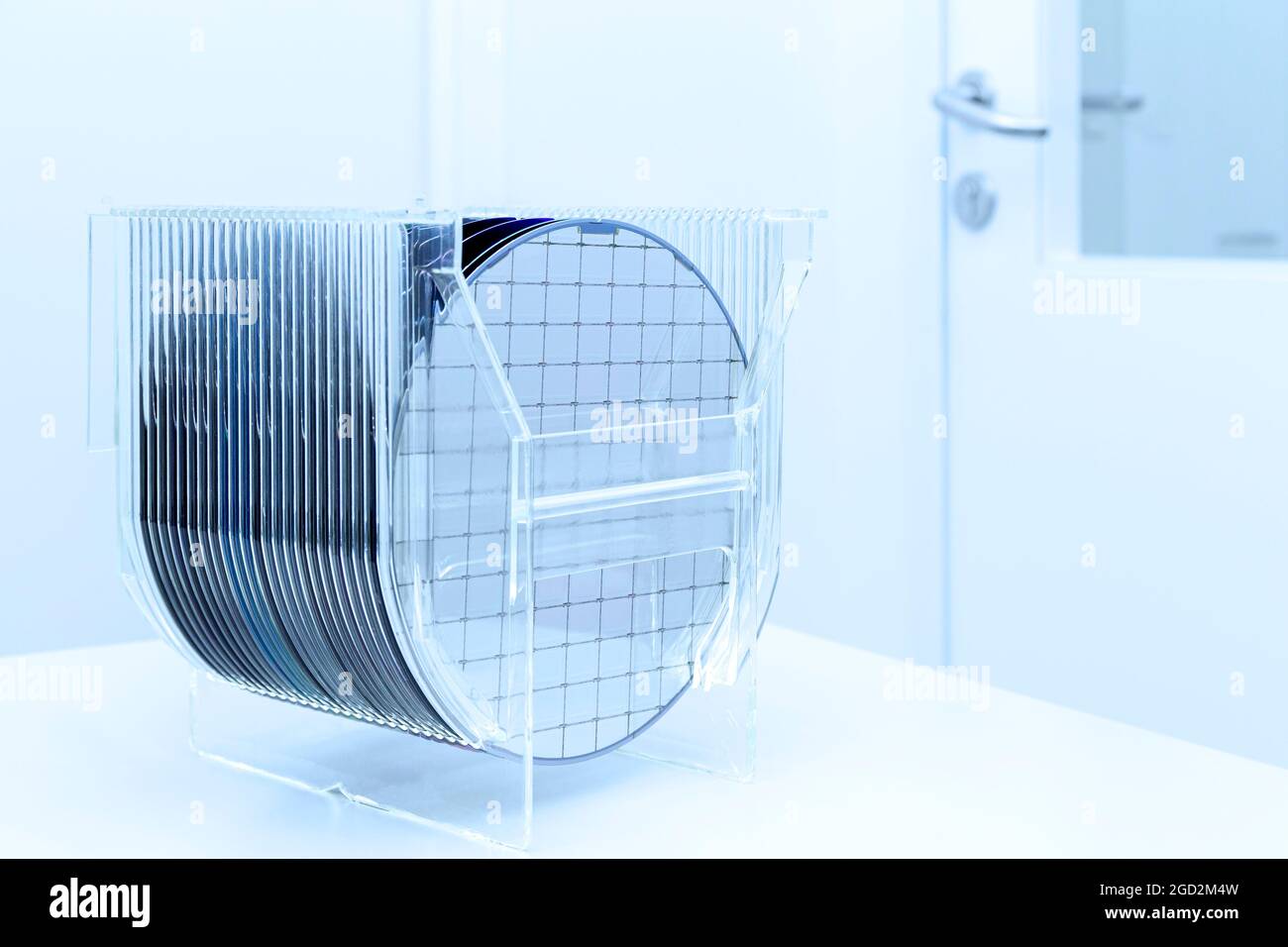Wafer di silicio preparati per la produzione di chip Foto Stock