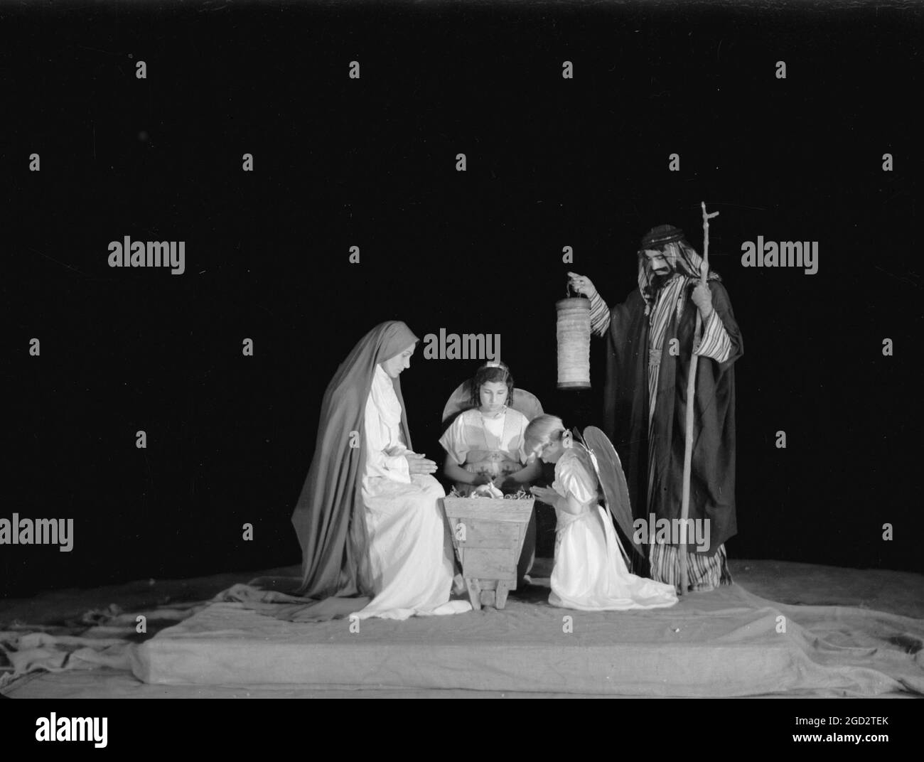 La storia di Natale ai tableaux Y.M.C.A. in Israele circa tra il 1934 e il 1939 Foto Stock