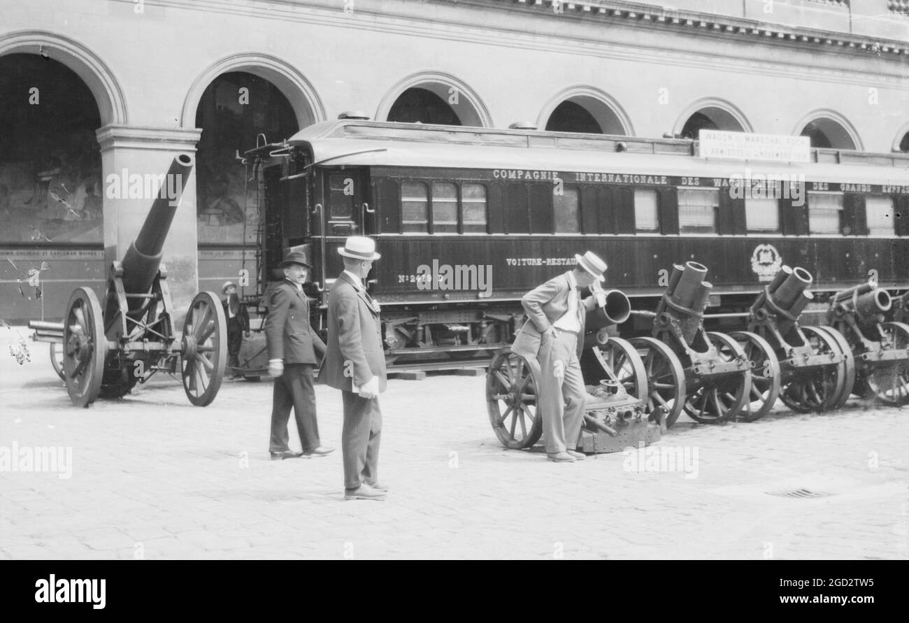Auto ferroviaria in cui è stato firmato l'armistizio, 11 novembre, 1918 ca. Tra il 1921 e il 1927 Foto Stock