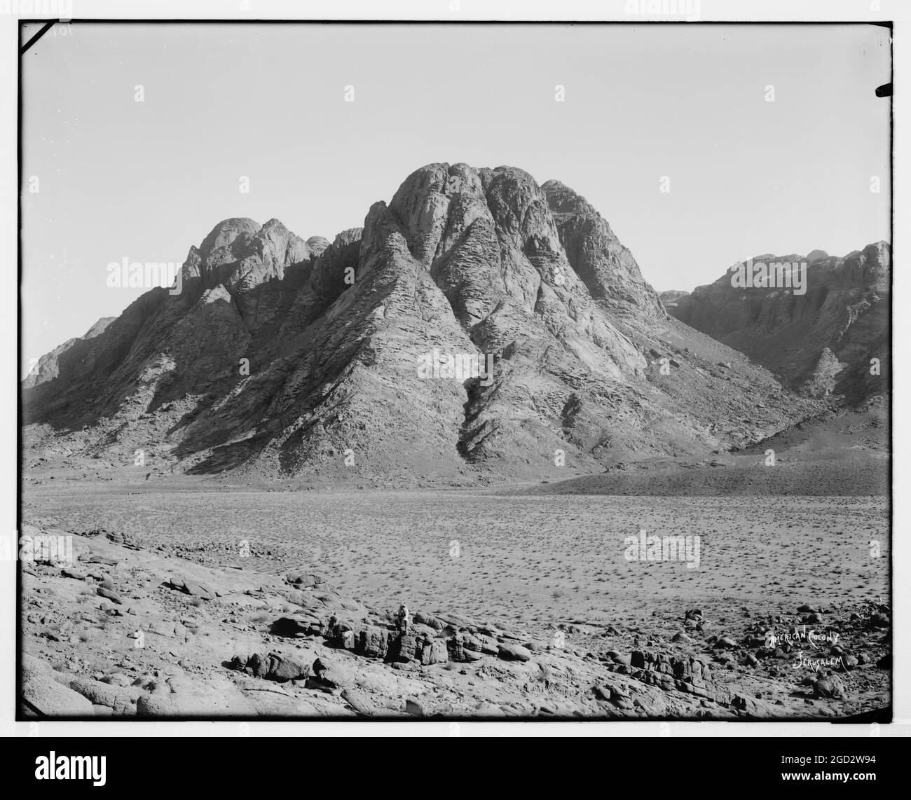 RAS Safsaf (Mt. Sinai), vista da Wady er-Raha ca. Tra il 1898 e il 1914 Foto Stock
