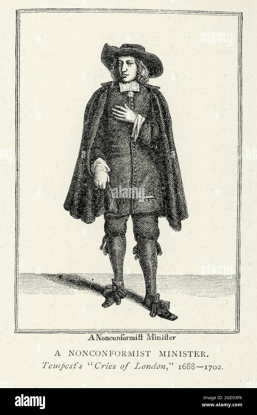 Costume di minster non conformista, Clero, fine del XVII secolo, grida di Londra Foto Stock