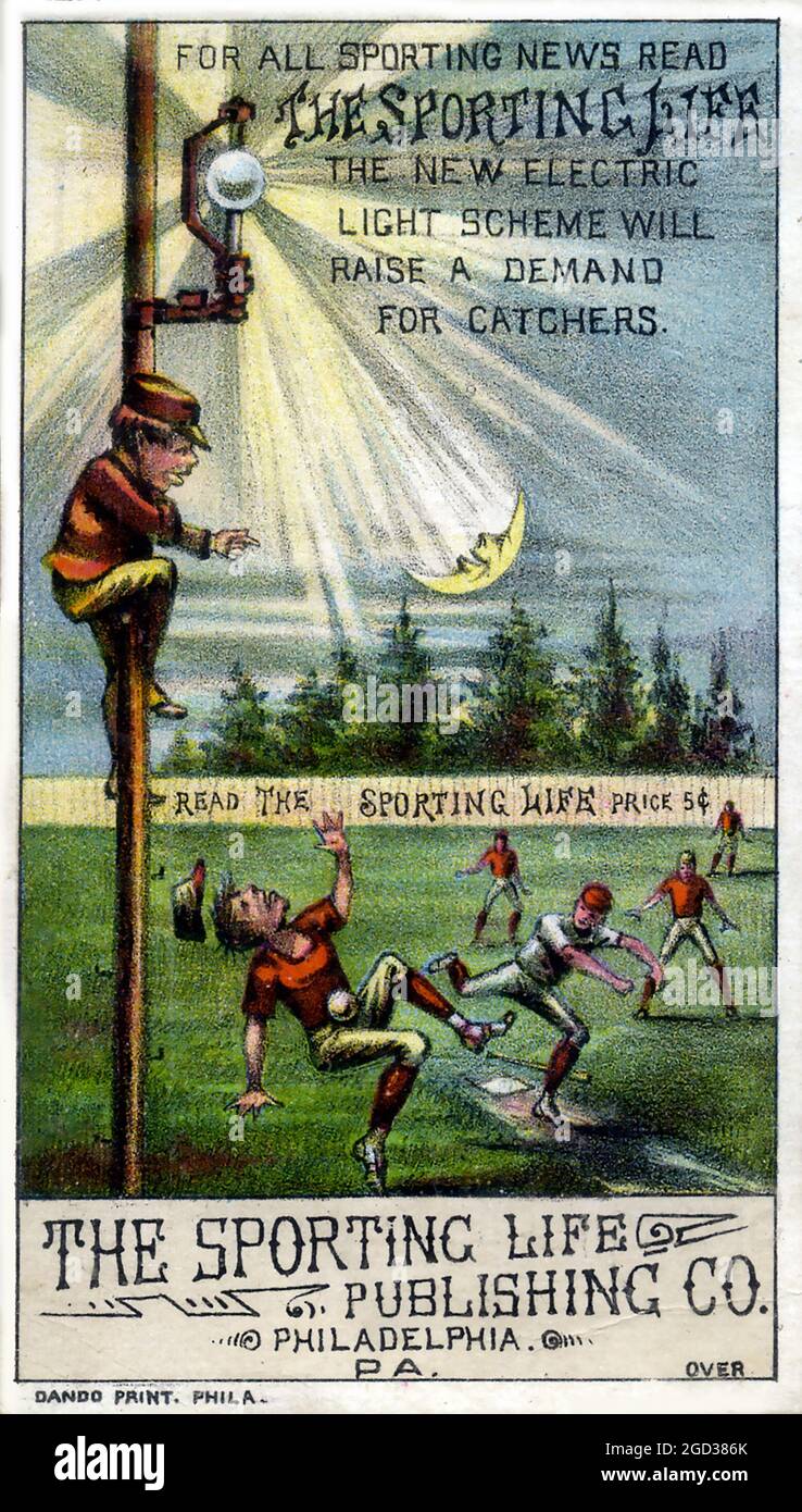 Una Trade Card degli anni '1880 promuove The Sporting Life, una pubblicazione sportiva della Sporting Life Publishing Co. A Philadelphia, PA. Foto Stock