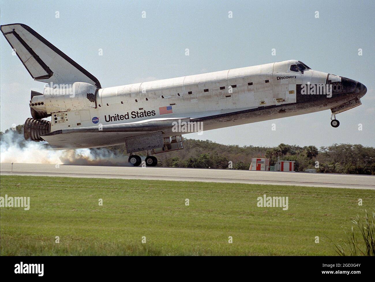 Lo Space Shuttle atterra al servizio di atterraggio Shuttle sull'isola di Merritt, Florisa, USA Foto Stock