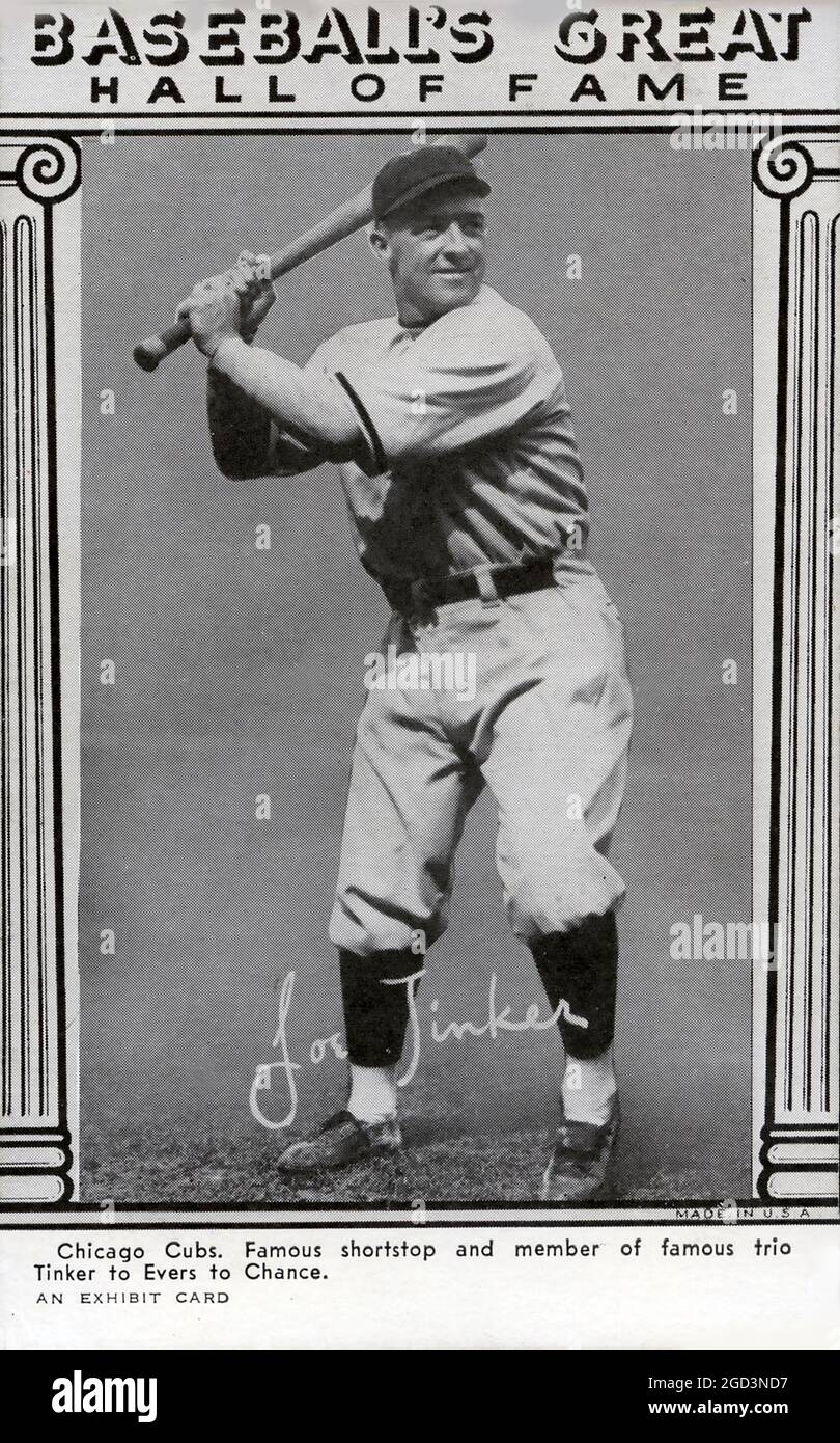 Mostra la carta da baseball della Hall of Famer Joe Tinker Foto Stock