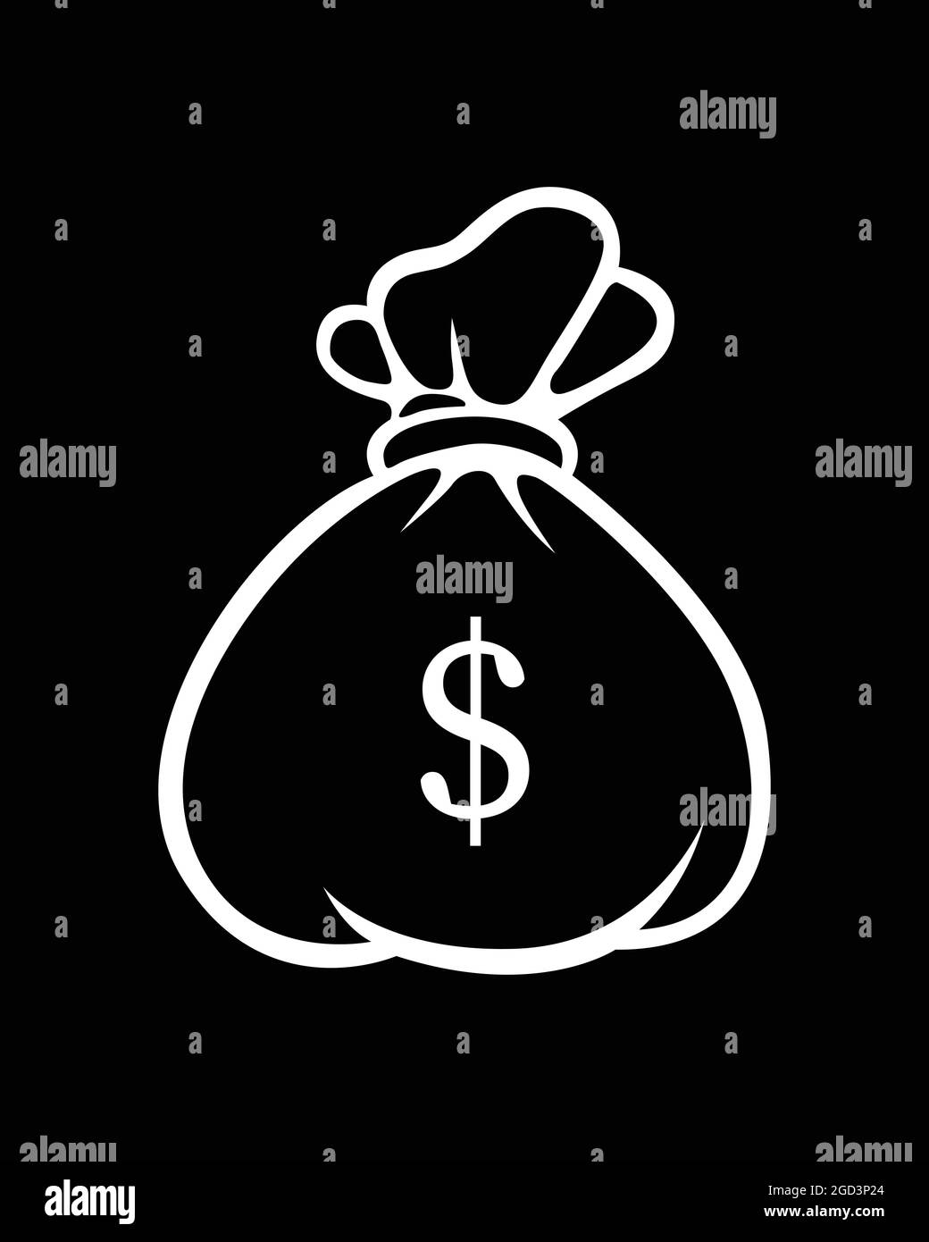 Illustrazione vettoriale di denaro o borsa di valuta con il simbolo del dollaro su di esso. Segnale utilizzato per servizi bancari e finanziari. Illustrazione Vettoriale