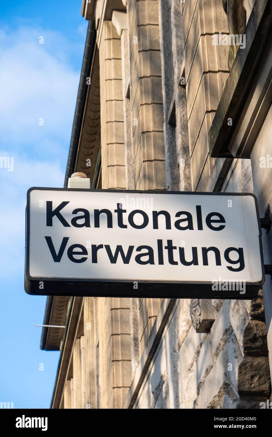 Zurigo, Svizzera - 10 gennaio 2021: L'amministrazione cantonale - Kantonale Verwaltung - è composta da sette direzioni più la cancelleria di Stato Foto Stock