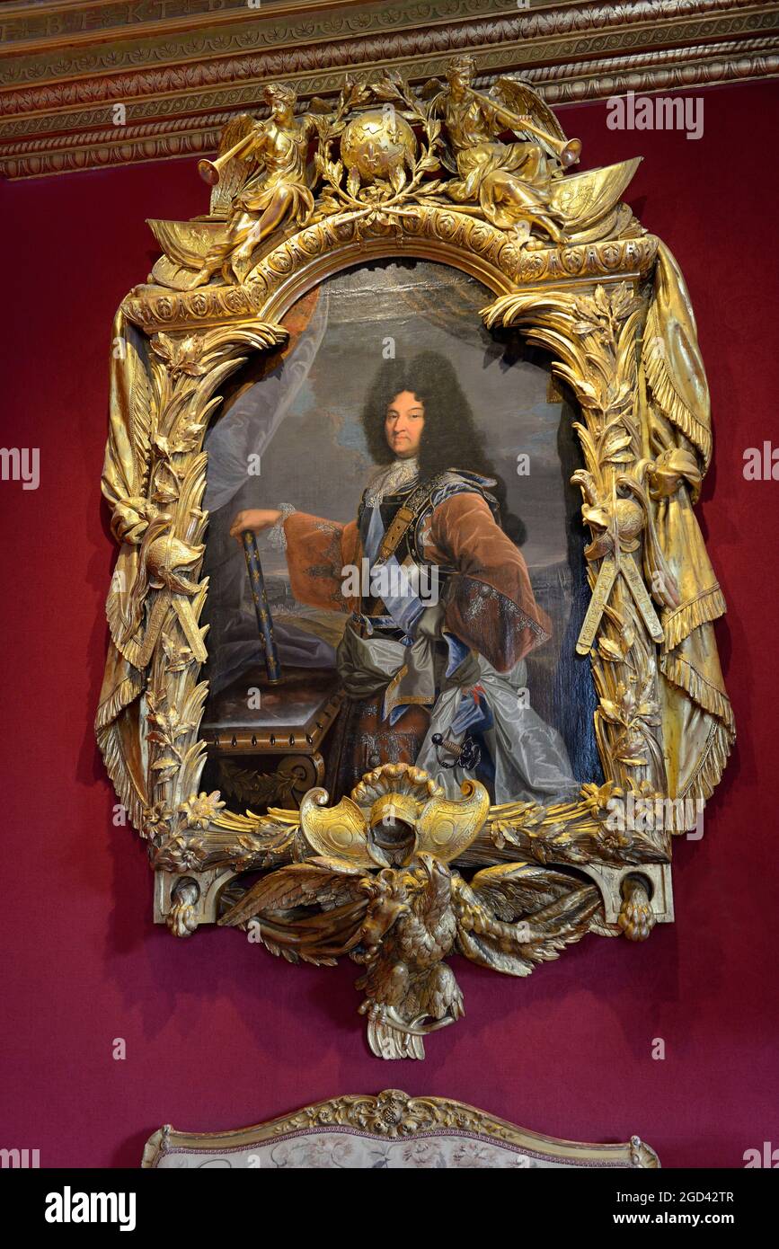 FRANCIA, INDRE ET LOIRE (37) CASTELLO DI CHENONCEAU, RITRATTO DI LUIGI XIV DIPINTO DA HYACINTHE RIGAUD Foto Stock