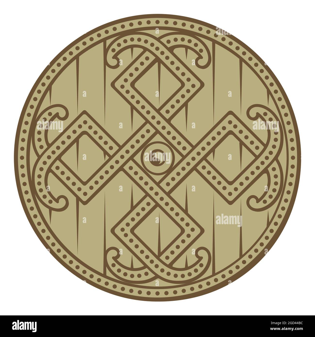 Design Celtico scandinavo. Scudo decorato con vichingo Illustrazione Vettoriale