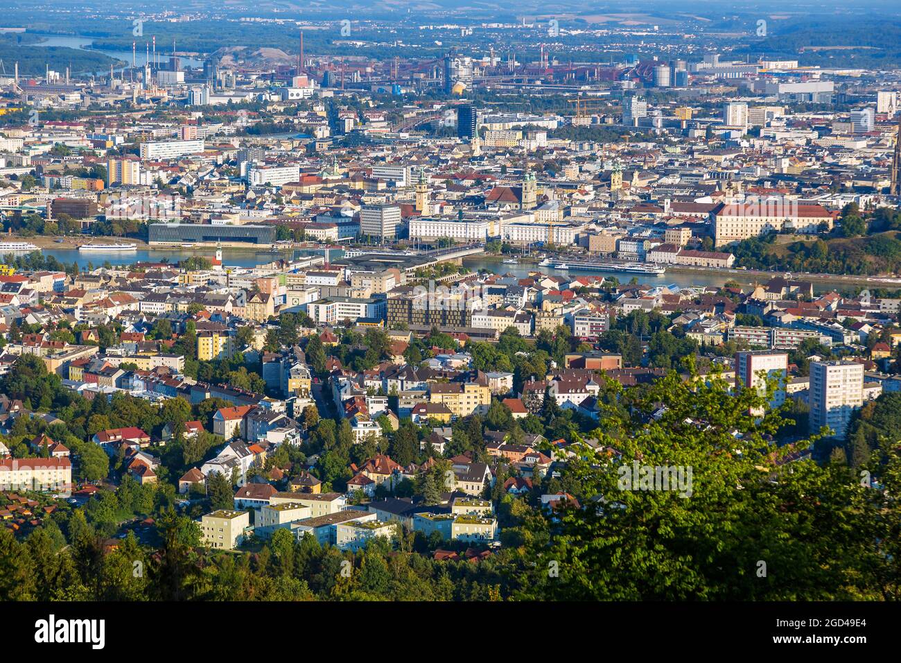 Geografia / viaggio, Austria, Austria superiore, Linz, vista città, View point Poestlingberg (picco), ADDITIONAL-RIGHTS-CLEARANCE-INFO-NOT-AVAILABLE Foto Stock