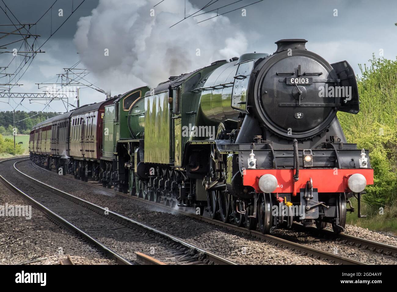 Volare Scotsman sulla East Coat Main Line Foto Stock