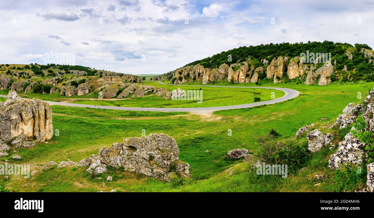 Panorama delle Gole di Dobrogea (Cheile Dobrogei) Romania. Foto Stock