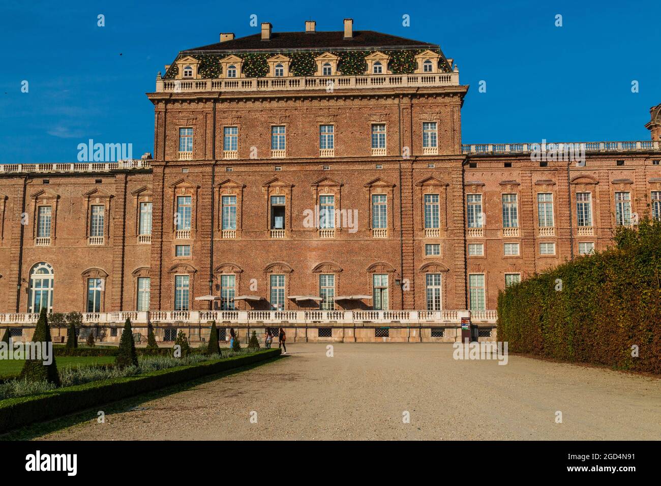 Alcuni dettagli del parco e degli esterni del Palazzo reale Savoia di Venaria reale, appena fuori Torino Foto Stock