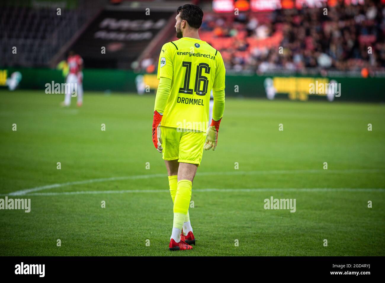 Herning, Danimarca. 10 agosto 2021. Il portiere Joel Drommel (16) di PSV Eindhoven ha visto durante la partita di qualificazione della UEFA Champions League tra il FC Midtjylland e il PSV Eindhoven alla MCH Arena di Herning. (Photo Credit: Gonzales Photo/Alamy Live News Foto Stock