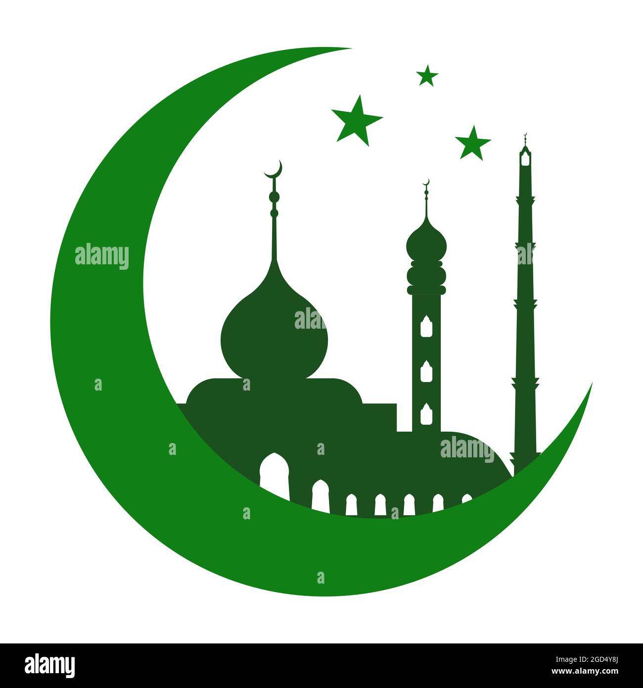 Logo della Moschea Islamica per Pregate, Mubarak Ramadan, Mussulmani e logo aziendale Illustrazione Vettoriale