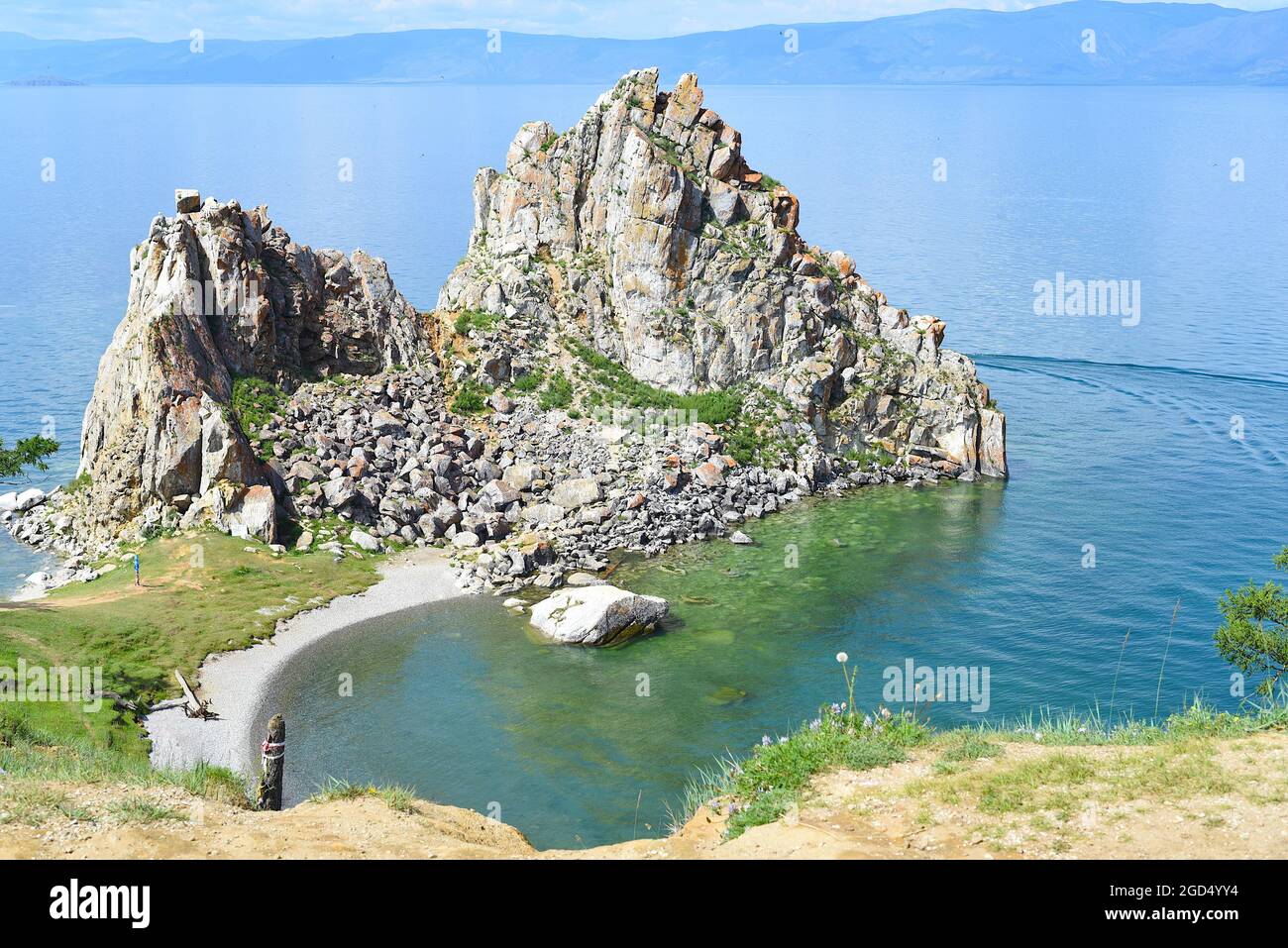Luogo Santo tra gli sciamani Shamanka. Lago Baikal, Olkhon. Foto Stock