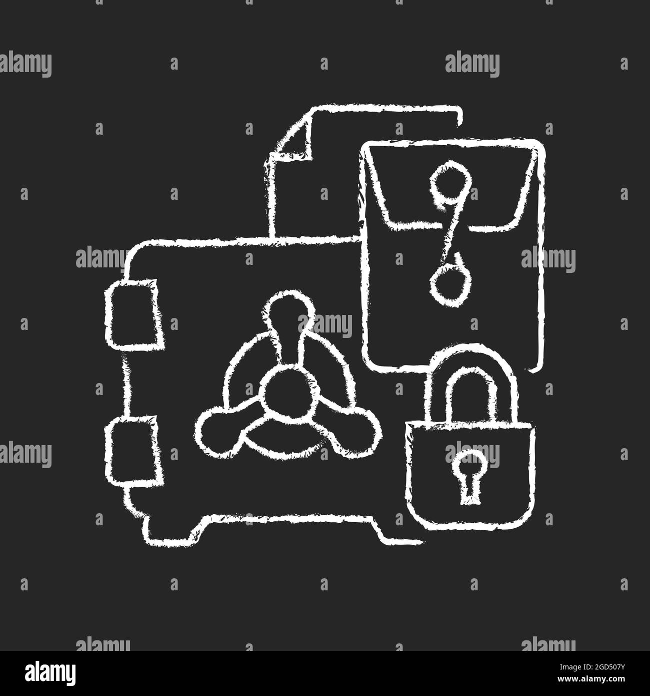 Segreti commerciali gesso bianco icona su sfondo scuro Illustrazione Vettoriale